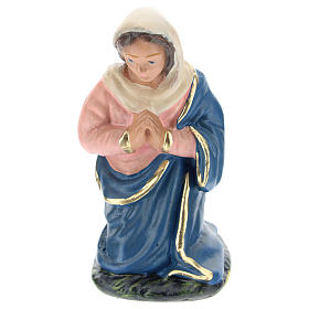 Estatua Virgen de rodillas yeso para belén 10 cm Arte Barsanti