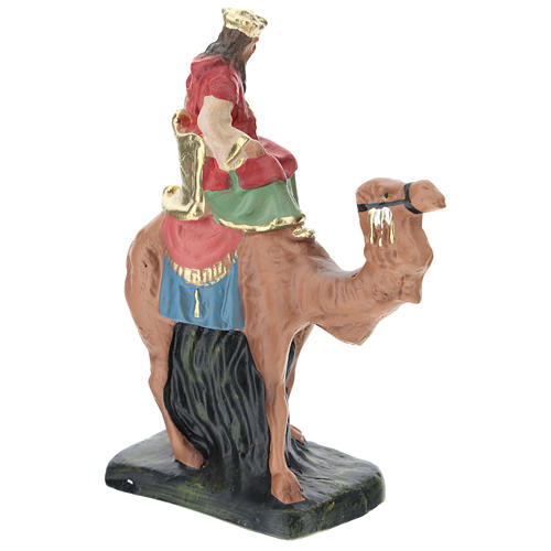 Roi Mage Melchior sur chameau plâtre coloré pour crèche 10 cm Arte Barsanti 2