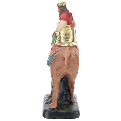 Roi Mage Melchior sur chameau plâtre coloré pour crèche 10 cm Arte Barsanti 3