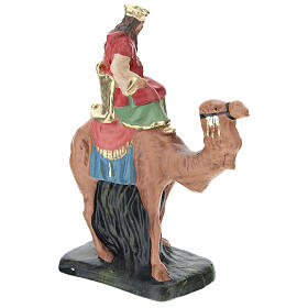 Rei Mago Melchior no camelo em gesso para presépio Arte Barsanti com figuras de 10 cm de altura média