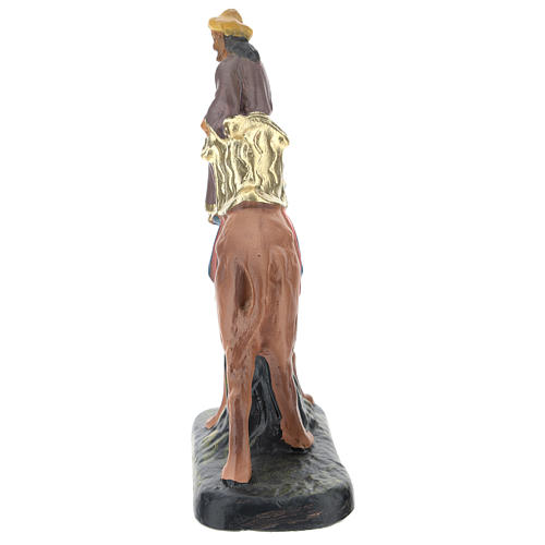 Rey Mago Gaspar con camello de yeso coloreado 10 cm Arte Barsanti 3