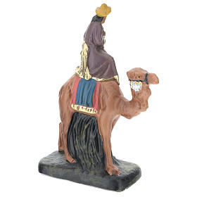 Roi Mage Gaspard sur chameau plâtre coloré pour crèche 10 cm Arte Barsanti