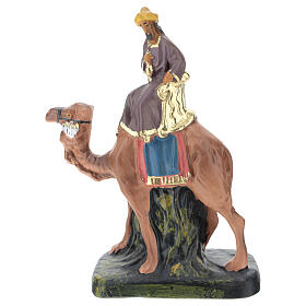 Król Mędrzec Kacper na wielbłądzie z gipsu kolorowego 10 cm Arte Barsanti