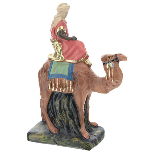 Roi Mage Balthazar sur chameau plâtre coloré pour crèche 10 cm Arte Barsanti 2