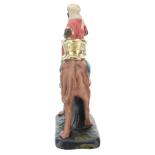 Roi Mage Balthazar sur chameau plâtre coloré pour crèche 10 cm Arte Barsanti 3