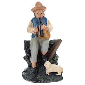 Bagpiper with sheep plaster statue for Nativity Scene 10 cm