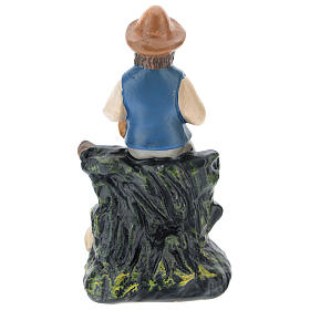 Statuina zampognaro con pecora gesso colorato presepi 10 cm Barsanti