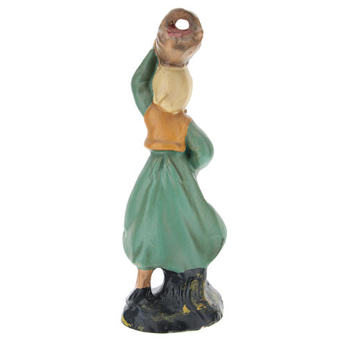 Shepherdess with basket plaster statue for Nativity Scene 10 cm 2