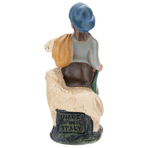 Estatua pastor con ovejas yeso coloreado 10 cm Arte Barsanti 2