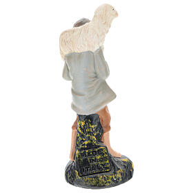 Shepherd with sheep on his shoulder plaster statue for Nativity Scene 10 cm