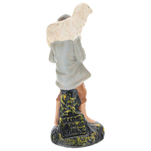Shepherd with sheep on his shoulder plaster statue for Nativity Scene 10 cm 2