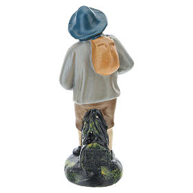 Berger avec chapeau et sacoche Arte Barsanti plâtre coloré pour crèche de 10 cm