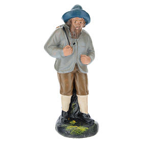 Statua pastore con cappello e sacca gesso colorato presepi 10 cm Barsanti