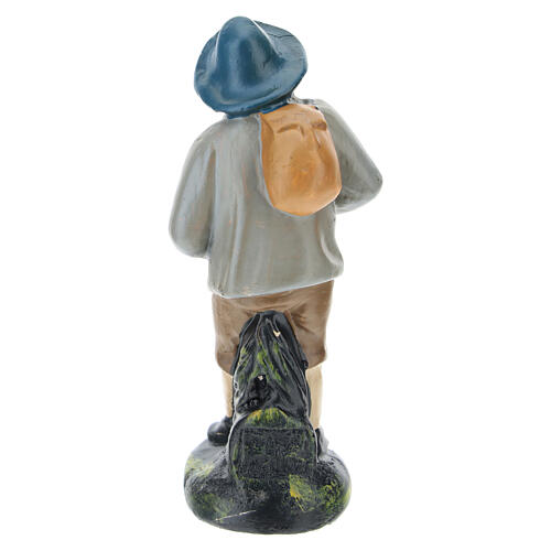 Shepherd with hat and knapsack in colored plaster, for 10 cm Barsanti nativity 2
