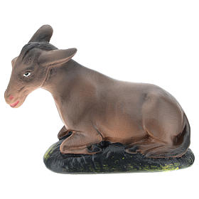 Estatua burro yeso pintado para belenes 15 cm Arte Barsanti