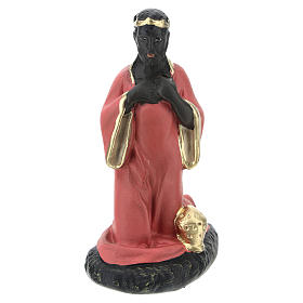 Estatua Rey Mago negro Baltasar pintada a mano para belenes Barsanti 15 cm