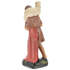 Pastor com ovelha nos ombros em gesso para presépio Arte Barsanti com figuras de 15 cm de altura média