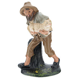 Statua pastore con pecorella gesso colorato 15 cm Arte Barsanti