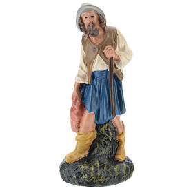 Nativity shepherd with jug in painted plaster, for 15 Arte Barsanti Nativity