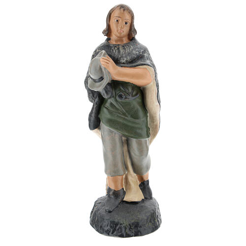 Adoring Shepherd figure in hand painted plaster, for 15 Arte Barsanti Nativity 1