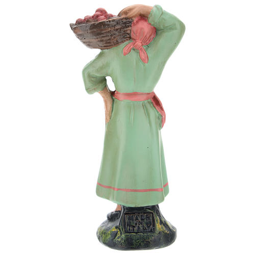 Figurine paysanne avec panier de pommes plâtre coloré pour crèche Arte Barsanti de 15 cm 2