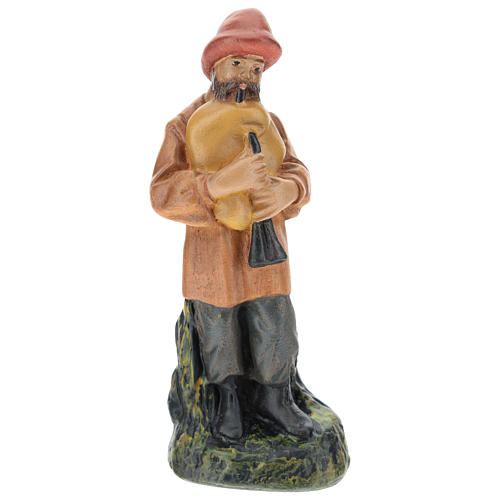 Figurine joueur de cornemuse plâtre coloré pour crèche Arte Barsanti de 15 cm 1