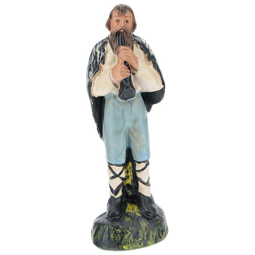Figurine berger avec flûte plâtre coloré pour crèche Arte Barsanti de 15 cm 1