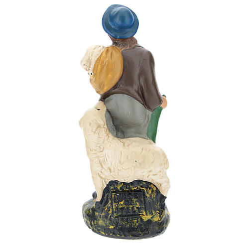 Schäfer mit Lamm aus Gips für Krippe handbemalt von Arte Barsanti, 15 cm 4