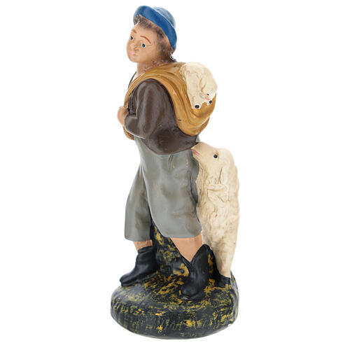 Figurine berger avec moutons plâtre coloré pour crèche Arte Barsanti de 15 cm 2