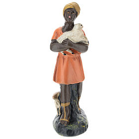 Statua pastorella con pecore per presepi Arte Barsanti di 15 cm