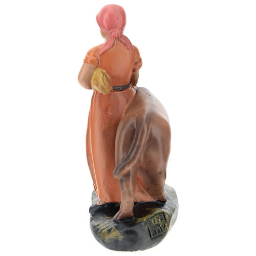 Statua pastorella con bue gesso per presepi di 15 cm Arte Barsanti 4