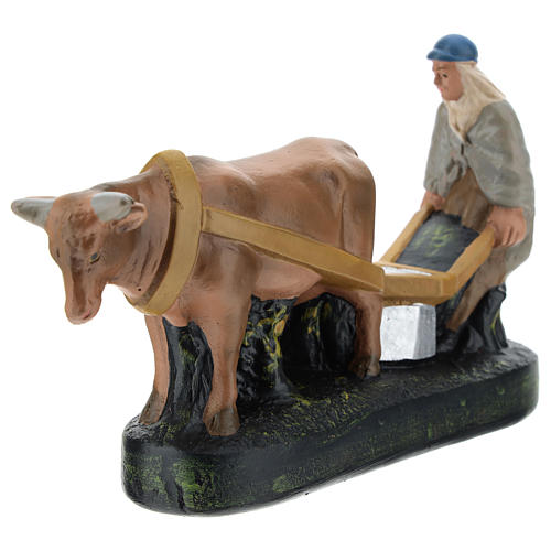 Agriculteur avec charrue et boeuf crèche Arte Barsanti de 15 cm 3