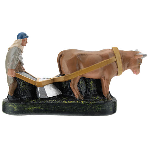 Agriculteur avec charrue et boeuf crèche Arte Barsanti de 15 cm 4