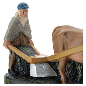 Figura camponês com arado e boi para presépio Arte Barsanti com peças de 15 cm de altura média