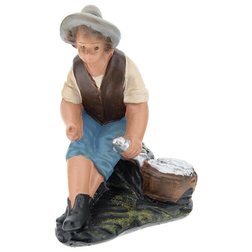Figura pescador sentado para presépio Arte Barsanti com peças de 15 cm de altura média 1