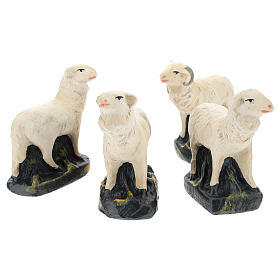 Moutons Arte Barsanti set 4 pcs plâtre pour crèche de 15 cm
