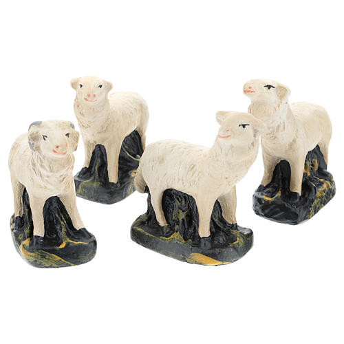 Moutons Arte Barsanti set 4 pcs plâtre pour crèche de 15 cm 1