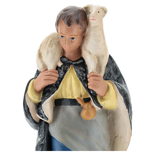 Hirte mit Schaf auf den Schultern aus Gips für Krippen handbemalt von Arte Barsanti, 20 cm 2
