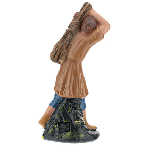 Bauer mit Holz auf den Schultern aus Gips für Krippen handbemalt von Arte Barsanti, 20 cm 5