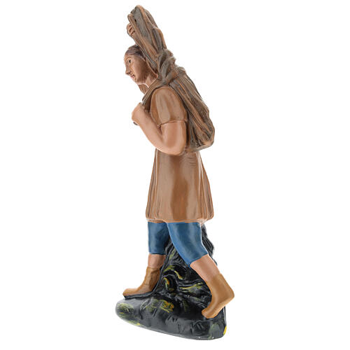 Estatua campesino con leña yeso 20 cm Arte Barsanti 3