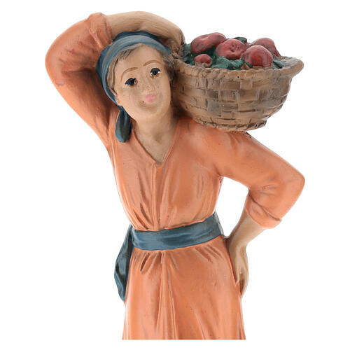 Bäuerin mit Apfelkorb für Krippen handbemalt von Arte Barsanti, 20 cm 2