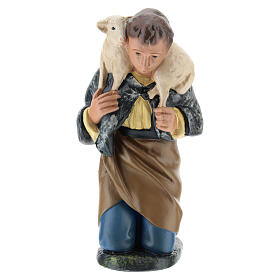Peça pastor de joelhos com ovelha Arte Barsanti para presépio gesso com figuras de 20 cm de altura média
