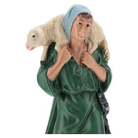 Shepherd with veil and sheep in colored plaster, for 20 cm Arte Barsanti Nativity 