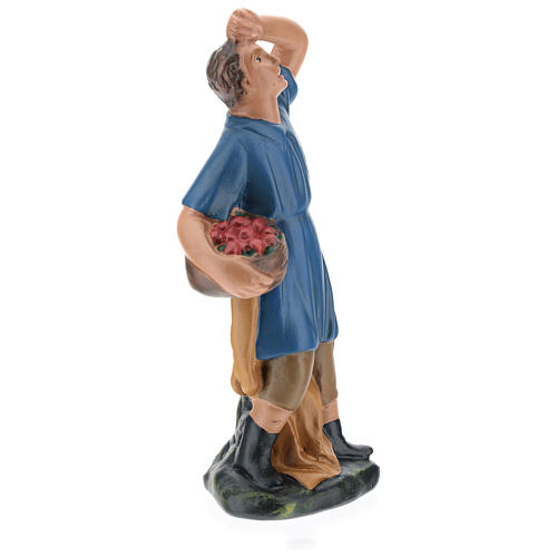 Statua pastore che guarda la stelle con cesto gesso 20 cm 4