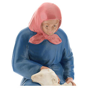Hirtin sitzend mit Schaf für Krippen handbemalt von Arte Barsanti, 20 cm