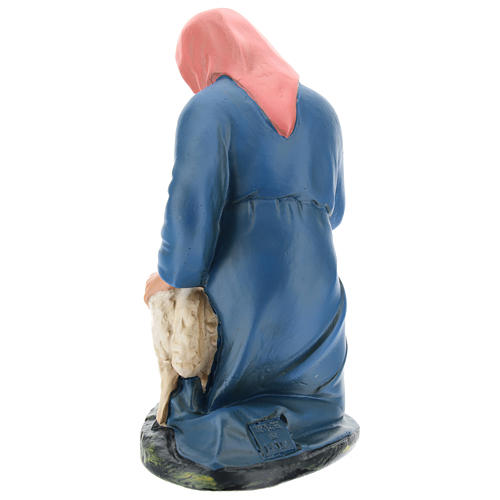 Statua pastorella inginocchiata con pecora 20 cm Arte Barsanti 5