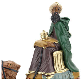 Peça Rei Mago mulato no camelo Arte Barsanti para presépio gesso com figuras de 20 cm de altura média
