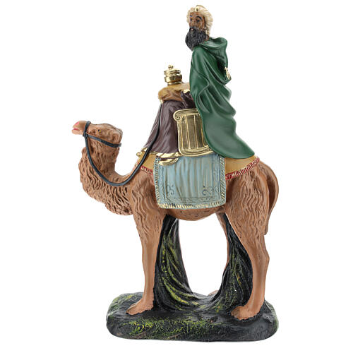 Peça Rei Mago mulato no camelo Arte Barsanti para presépio gesso com figuras de 20 cm de altura média 1
