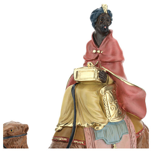Rei Mago negro no camelo para presépio Arte Barsanti com peças de 20 cm de altura média 2
