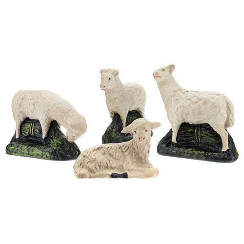 Set of 4 sheep in plaster for Arte Barsanti Nativity Scene 20 cm 1